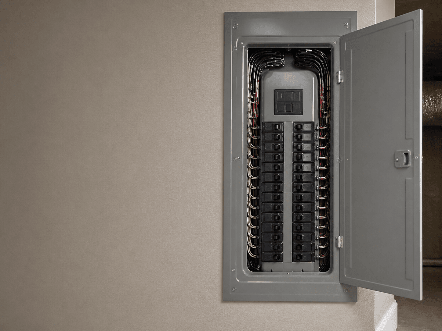 A clean residential electrical panel